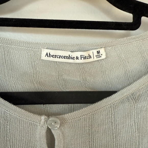 Blue/Gray Ribbed Button-Up Knit Top - Picture 2 of 3